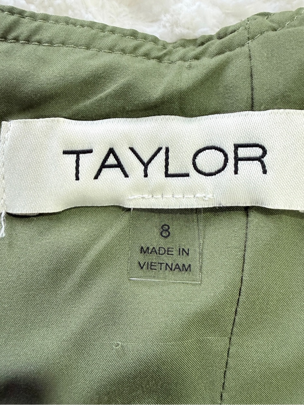 Taylor Olive Green Linen Midi Dress Belted Size 8 Coastal Resort Minimalist - Picture 11 of 14